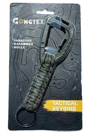 Карабин тактический Gongtex с паракордом и кольцом хаки фото