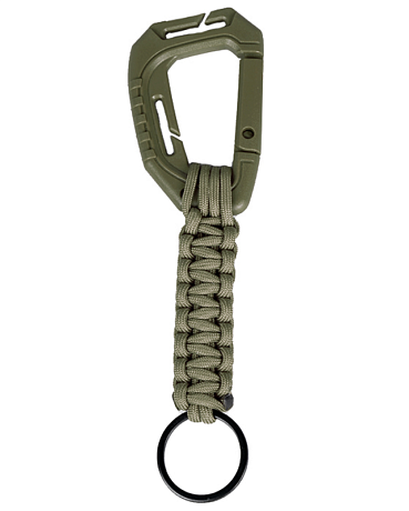 Карабин тактический Gongtex с паракордом и кольцом хаки фото