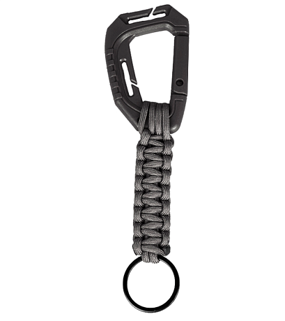 Карабин тактический Gongtex с паракордом и кольцом черный фото